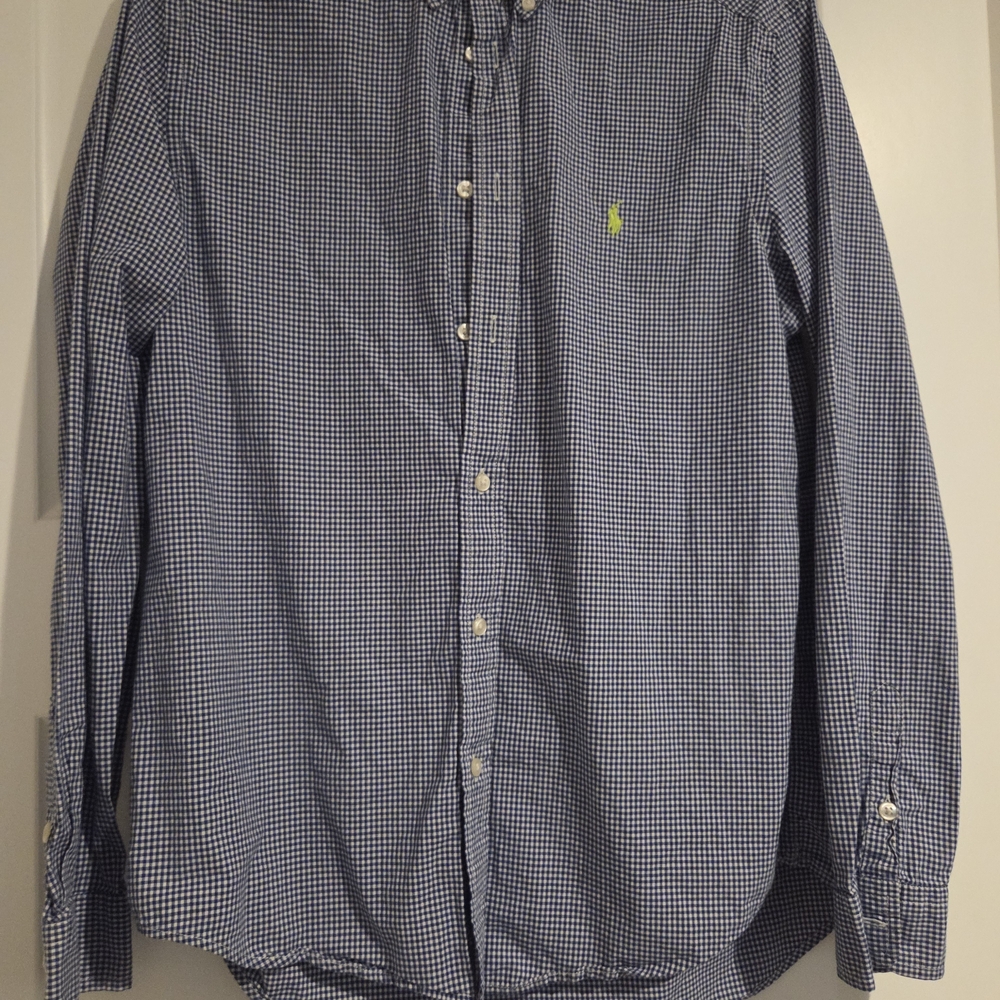 Ralph Lauren Navy Checkered Button Down Shirt